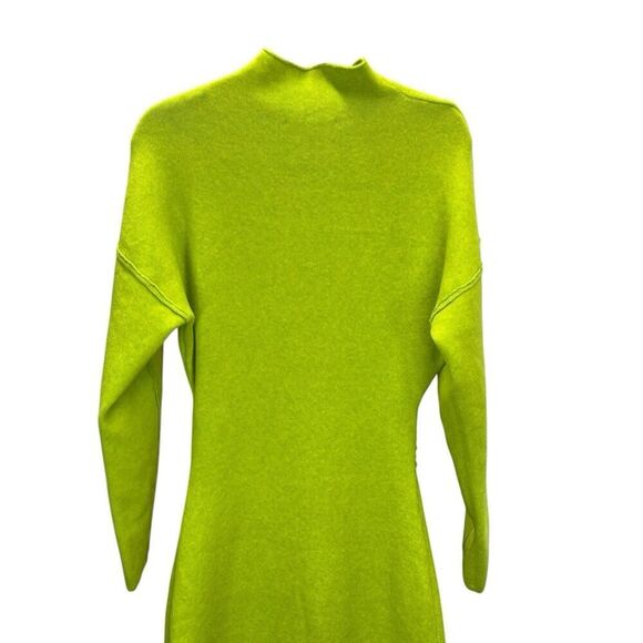 ZARA Neon Green Wool Viscose Blend Knit Midi Dress Long Sleeve Bodycon L - Picture 8 of 11